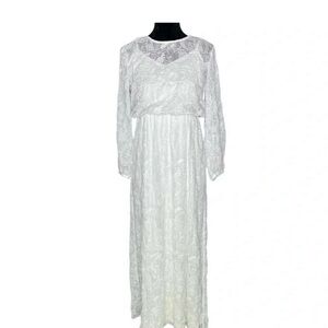 Modcloth White Long Sleeve Lace Dress